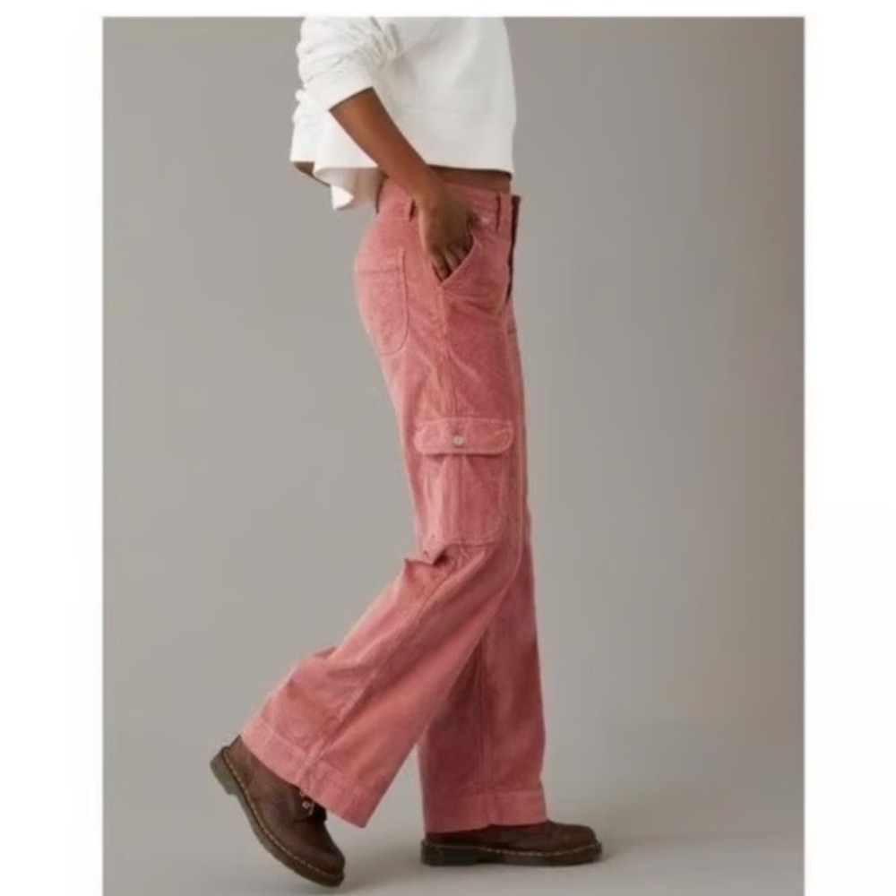 NWT American Eagle Dreamy Corduroy Super High-Waisted Baggy Wide-Leg  size 6 - Picture 4 of 13